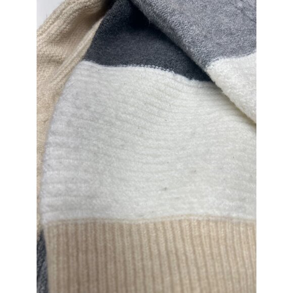 Pol Hooded Colorblock Sweater L Beige Gray White - Picture 8 of 9